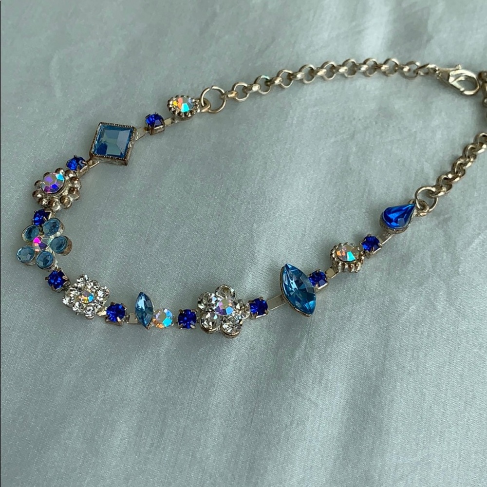 Bracelet with blue glass & rhinestones silver-tone - Picture 7 of 8